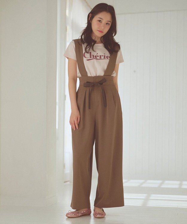 Feroux レタードプリントコンパクト Tシャツ ピンク系