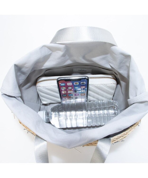 UNBILLION カカトゥ kakatoo / ラフィアブレードリボンバッグ カゴバッグ シルバー