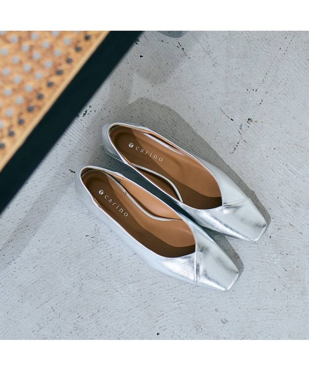 MODE ET JACOMO <carino>スクエアトゥバレエシューズ シルバー
