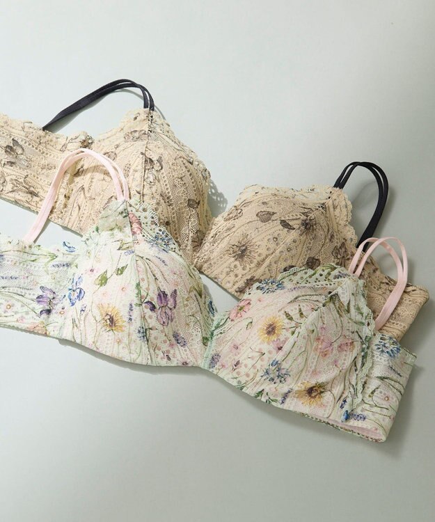 une nana cool 【リニューアル】364ブラ レース MADE WITH LIBERTY FABRIC クリアグリーン