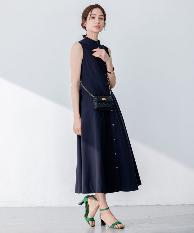 組曲 S 【速乾・撥水】ハイカウントタフタ ワンピース ネイビー系