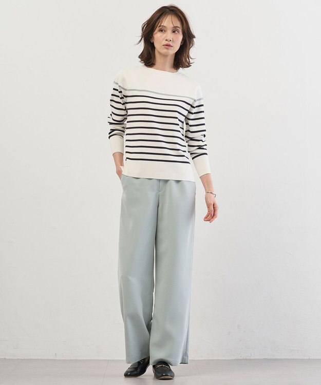 J.PRESS LADIES L Springピーチ セミワイド パンツ スモーキーミント系