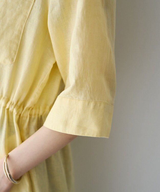 YECCA VECCA フレンチリネンドロストワンピース Yellow
