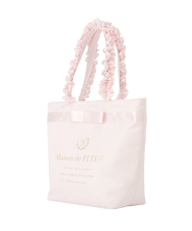 Maison de FLEUR ブランドロゴフリルハンドルトートMバッグ Pink