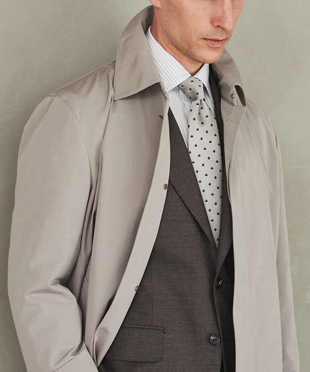 GOTAIRIKU ダウンライナー装着可【半裏仕様】コットンポリエステル ステンカラースプリングコート(25年春夏モデル) ベージュ系