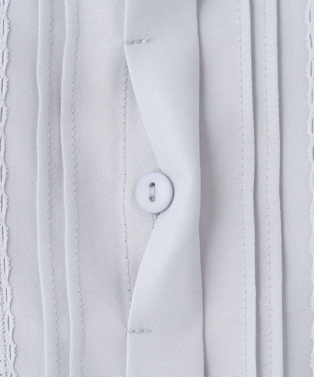 ANY SIS 【洗える】レースピンタック ブラウス ライトブルー