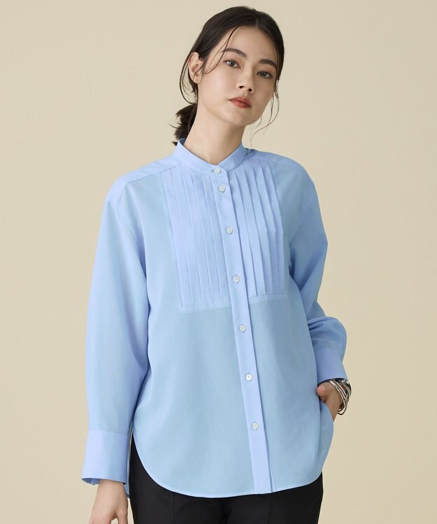 自由区 L シアー ブラウス サックス