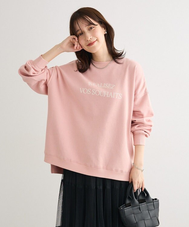 Green Parks 裏起毛ルーズサイズロゴプルオーバー Pink