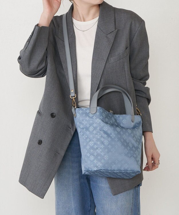 russet ナイロンジャガード2WAYミニトートバッグ(SF-260) DustyBlue