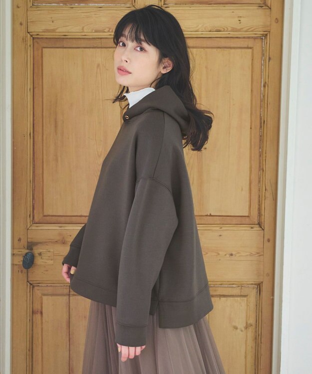 ANY L 【洗濯機可】クロップド丈ダンボールパーカー チャコール