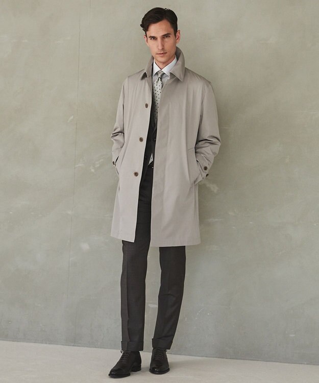 GOTAIRIKU ダウンライナー装着可【半裏仕様】コットンポリエステル ステンカラースプリングコート(25年春夏モデル) ベージュ系