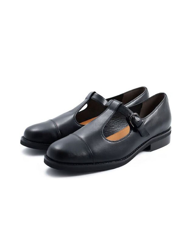 APOM イタリアンカーフ Tストラップシューズ 30 ブラック