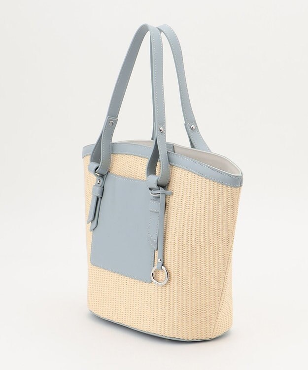 組曲 フェイクレザーコンビバスケットバッグ スカイブルー系