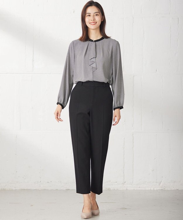 ANY SIS 【洗える】ラッフルボウ ブラウス 長袖 モノトーン千鳥