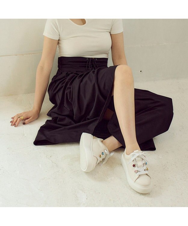 MODE ET JACOMO <MODE ET JACOMO>厚底ビジュースニーカー ホワイトミックス