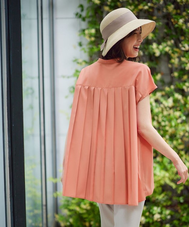 ANY 【洗濯機可】バックプリーツブラウス コーラル