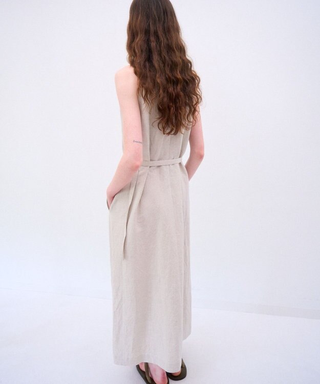 ATON CRISPY LINEN | タンクトップドレス BEIGE