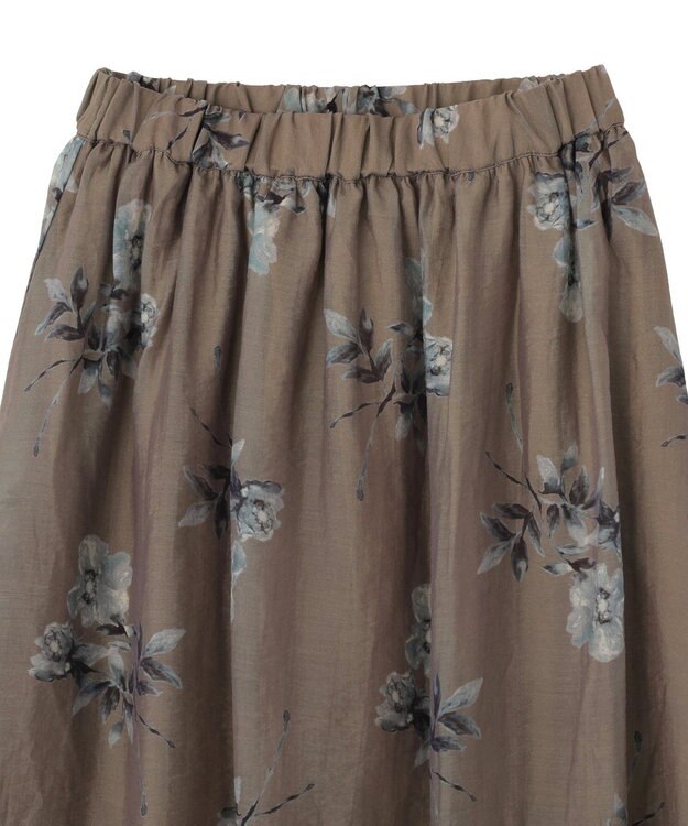 earth music&ecology フラワーシアープリントスカート Beige