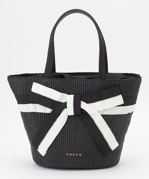 TOCCA BICOLOR RIBBON BASKET かごバッグ ブラック(ブラック×オフリボン)