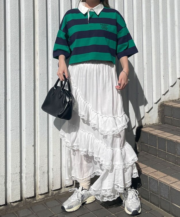 WEGO ワンポイント刺繍ラガーシャツ グリーン