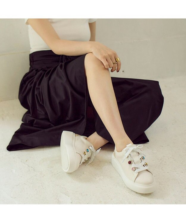 MODE ET JACOMO <MODE ET JACOMO>厚底ビジュースニーカー ホワイトミックス