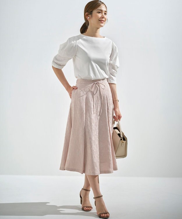 組曲 L 【接触冷感】コンビネーションポンチデザイン カットソー アイボリー系