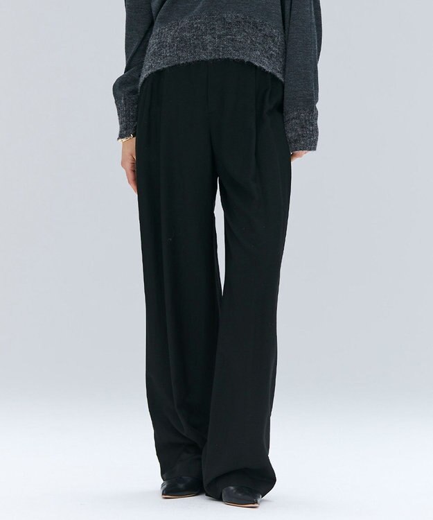 BEIGE， 【Oggi 10月号掲載】COBURN / シルク混2タックカーヴィーワイドパンツ Black