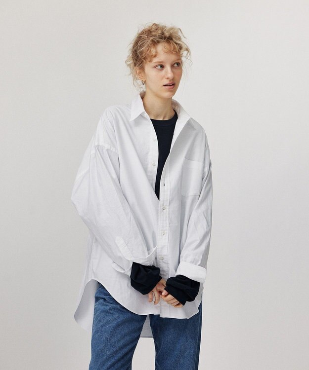 LENO OXFORD SHIRTS《UNISEX》オーバーサイズレギュラーカラーシャツ WHITE