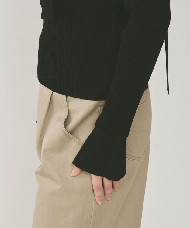 GRACE CONTINENTAL ボウタイリブニットトップ ブラック