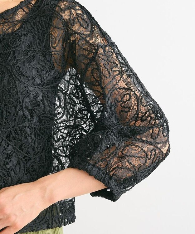 Green Parks ２ＷＡＹ　コードレースブラウス Black