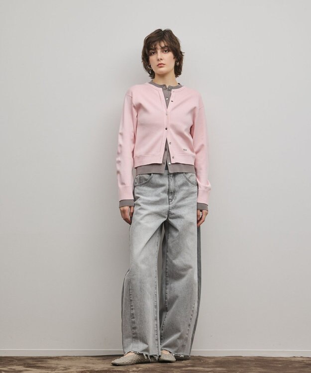 GRACE CONTINENTAL レイヤード風ニットカーディガン ピンク