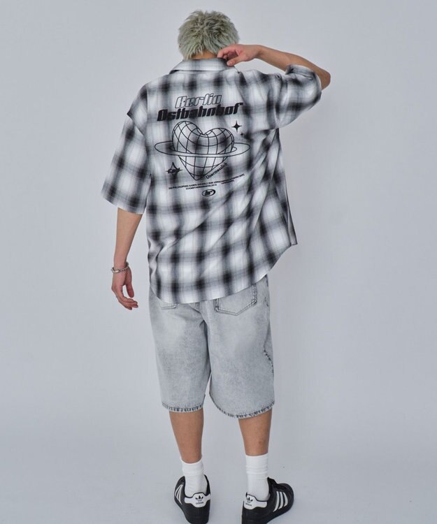 WEGO 【ユニセックス着用ITEM】グラフィックオンブレチェックシャツ（SS） ホワイトチェック1