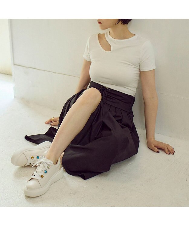 MODE ET JACOMO <MODE ET JACOMO>厚底ビジュースニーカー ホワイトミックス