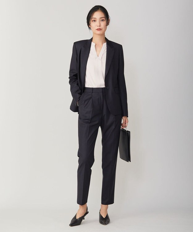 ICB 【人気のため新柄追加・洗える】Back Satin Amunzen キーネック長袖ブラウス ピンク系