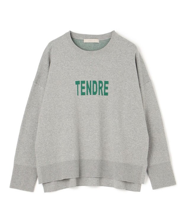 UNFILO 【新色追加】スウェットライク ロゴニット [NEW]グレー×グリーンロゴ