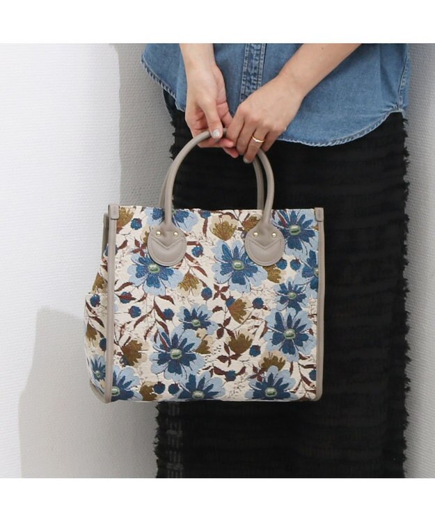 UNBILLION カシュカシュ cachecache / ジャガードスクエアトート ライトグレー