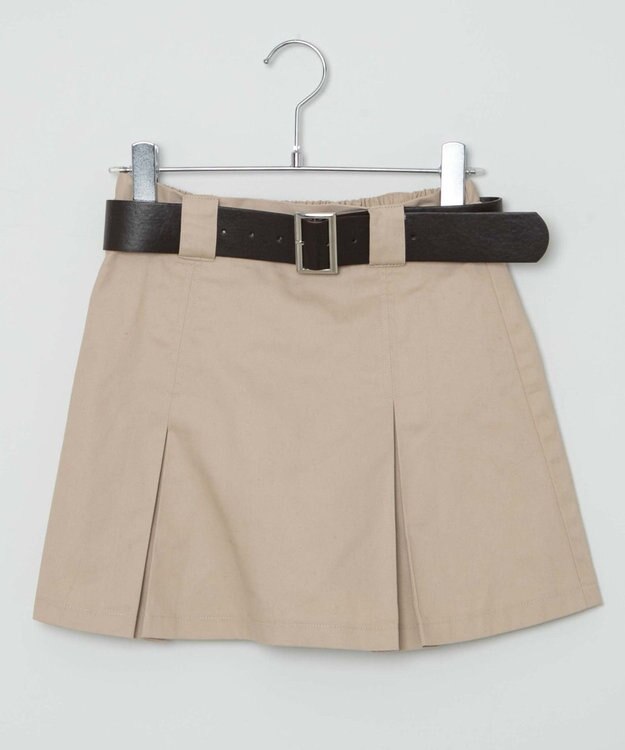 WEGO ベルト付チノプリーツスカパン ベージュ