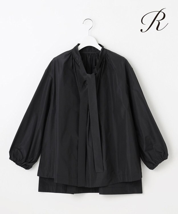 23区 S 【R(アール)】ポリエステルシルクタフタ ボウタイ ブラウス ブラック系