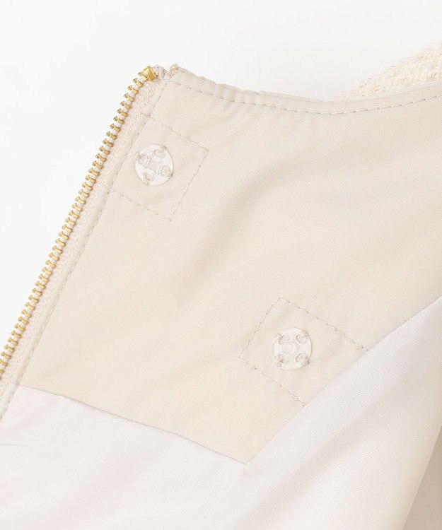 ANY SIS L 【2WAY】ツイードノーカラー ダウンジャケット アイボリー