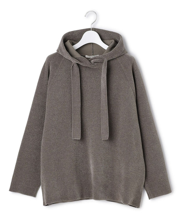 23区 【SLOW/一部店舗限定】ベロア風ニット パーカー ブラウン系