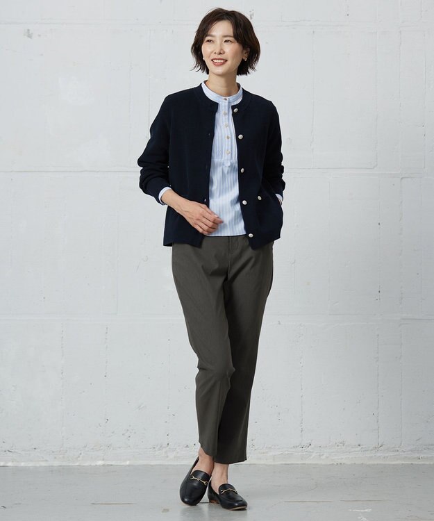 J.PRESS LADIES 【洗える】ORGANIC GASS COTTON クルーネック アウター ネイビー系