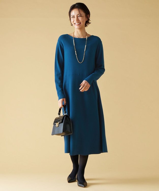 自由区 S 【セットアップ対応】ヴィスコースウールニット ワンピース リッツブルー