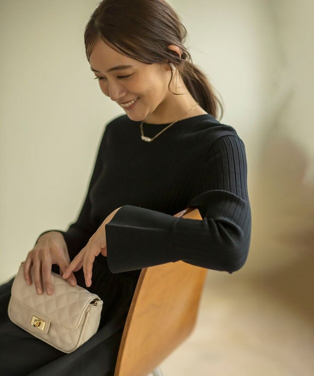 組曲 【WEB限定】リブニットコンビワンピース ブラック×ブラック系