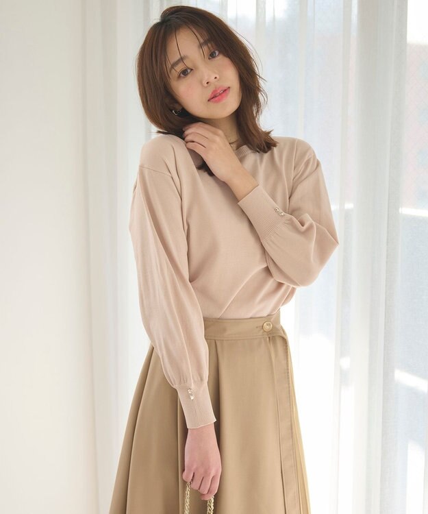 Feroux 【洗える】ビジューポイント ニット ピンク系