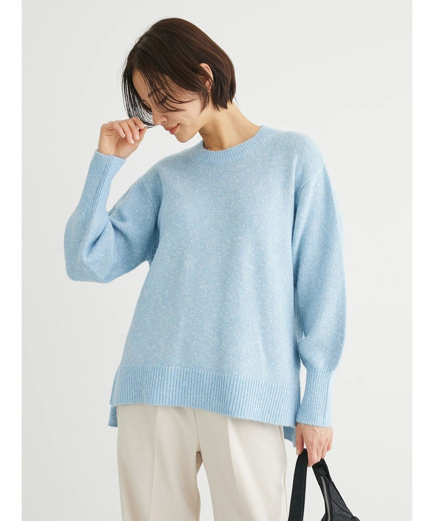 Green Parks ラメ糸ミックスニットプルオーバー Blue