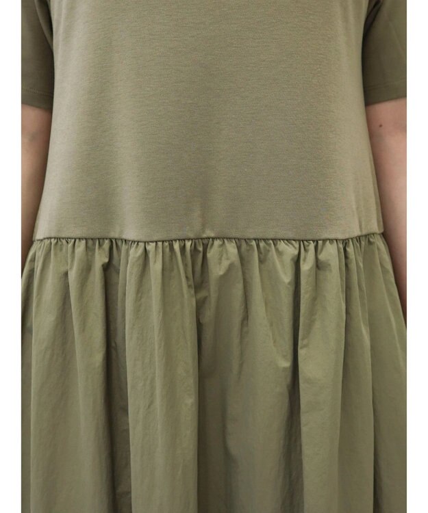 Green Parks Ｂ．ドッキングボリュームギャザーワンピース Black