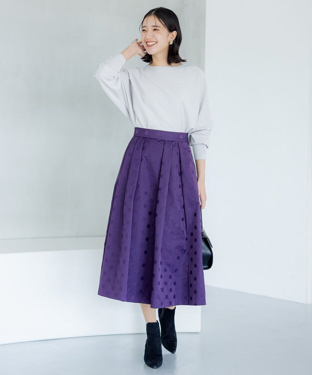 組曲 ドットジャガード フレア スカート パープル系