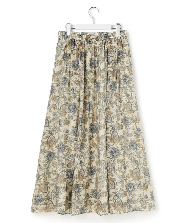 23区 S 【先行予約】Ericaキャラコ ペイズリープリント フレア スカート アイボリー系