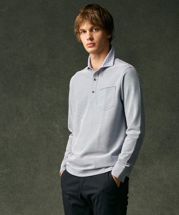 JOSEPH ABBOUD 【キングサイズ・サスティナブル】オーガニックコットンダディ  ポロ ブルー系