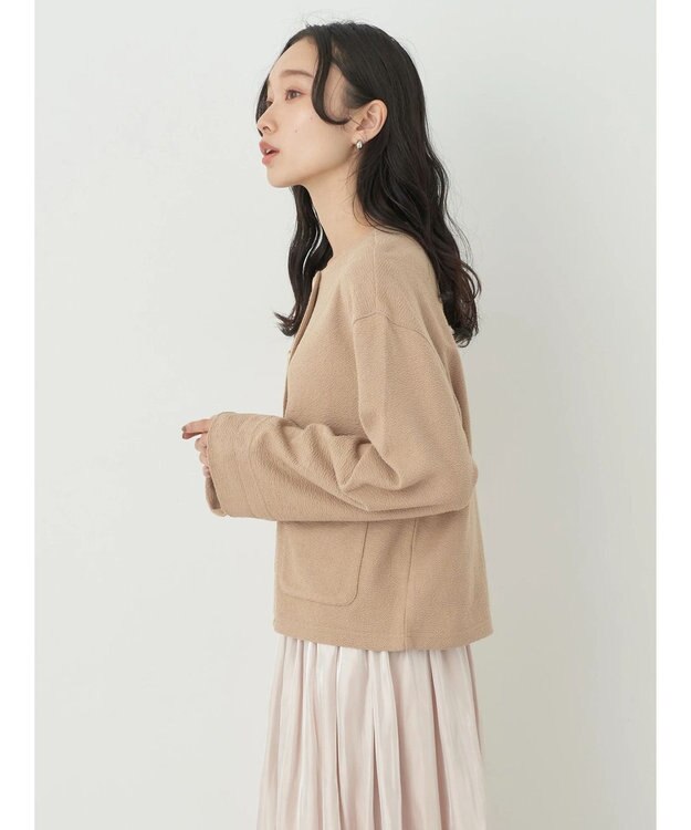 earth music&ecology 金釦スラブカーディガン Beige